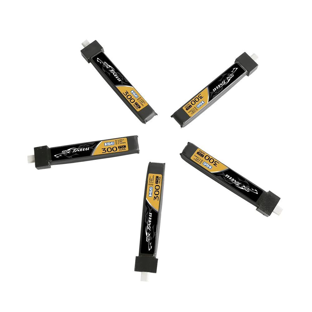 Tattu 300mAh 1S 75C 3.8V(HV) Lipo Battery | BT 2.0 Plug | FPV Classic (5pcs)
