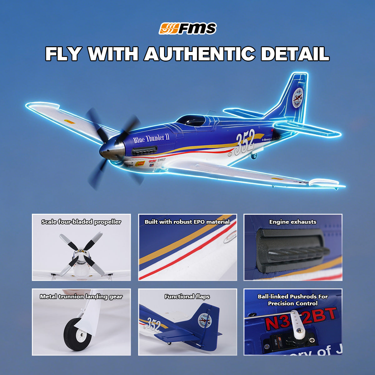 FMS 1100mm P-51 Mustang V2 PNP