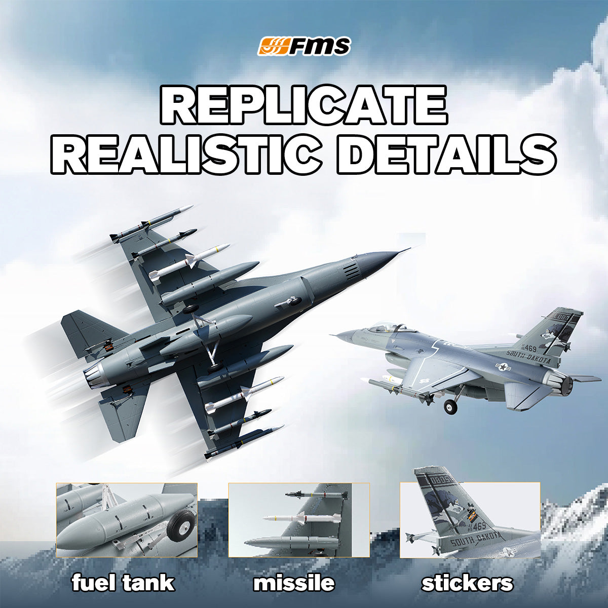 FMS EDF Jet 64mm F-16 Fighting Falcon, RTF / PNP