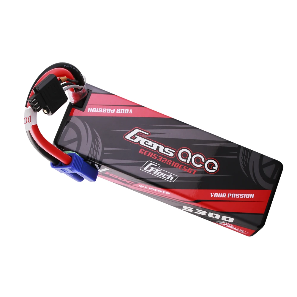 Gens ace 5300mAh 2S 100C 7.4V Lipo Battery | Hardcase | EC5 Plug | Car Classic
