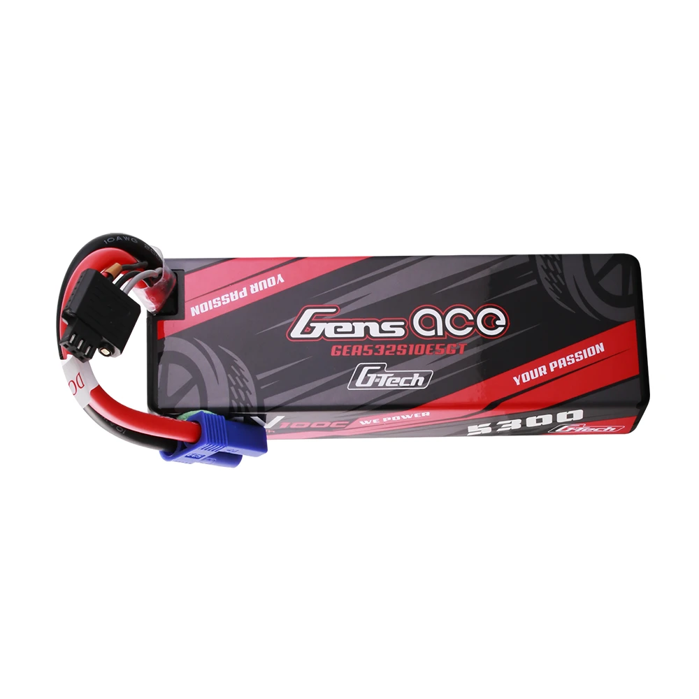 Gens ace 5300mAh 2S 100C 7.4V Lipo Battery | Hardcase | EC5 Plug | Car Classic