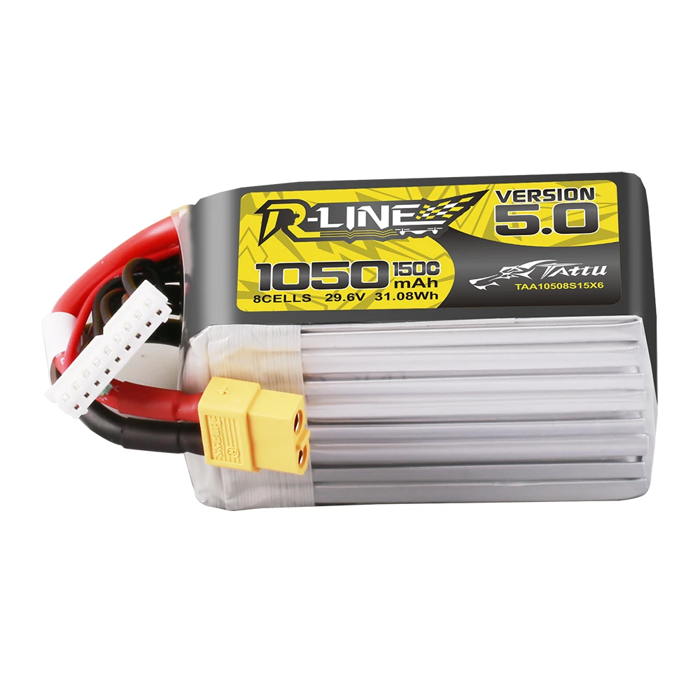 Tattu 1050mAh 8S 150C 29.6V Lipo Battery | XT60 Plug | R-Line 5.0