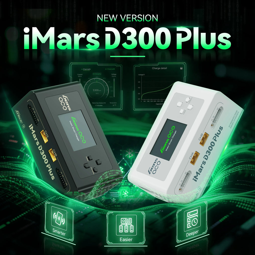 Gens ace iMars D300 Plus Smart Charger | AC 300W + DC 700W | 16A | 1-6S | 2-Channel | White