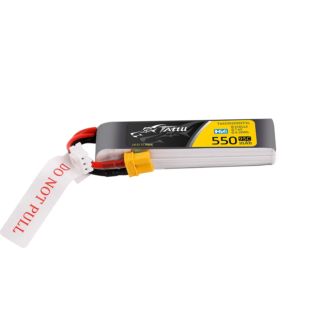 Tattu 550mAh 2S 7.6V(HV) Long Lipo Battery | XT30 Plug | FPV Classic