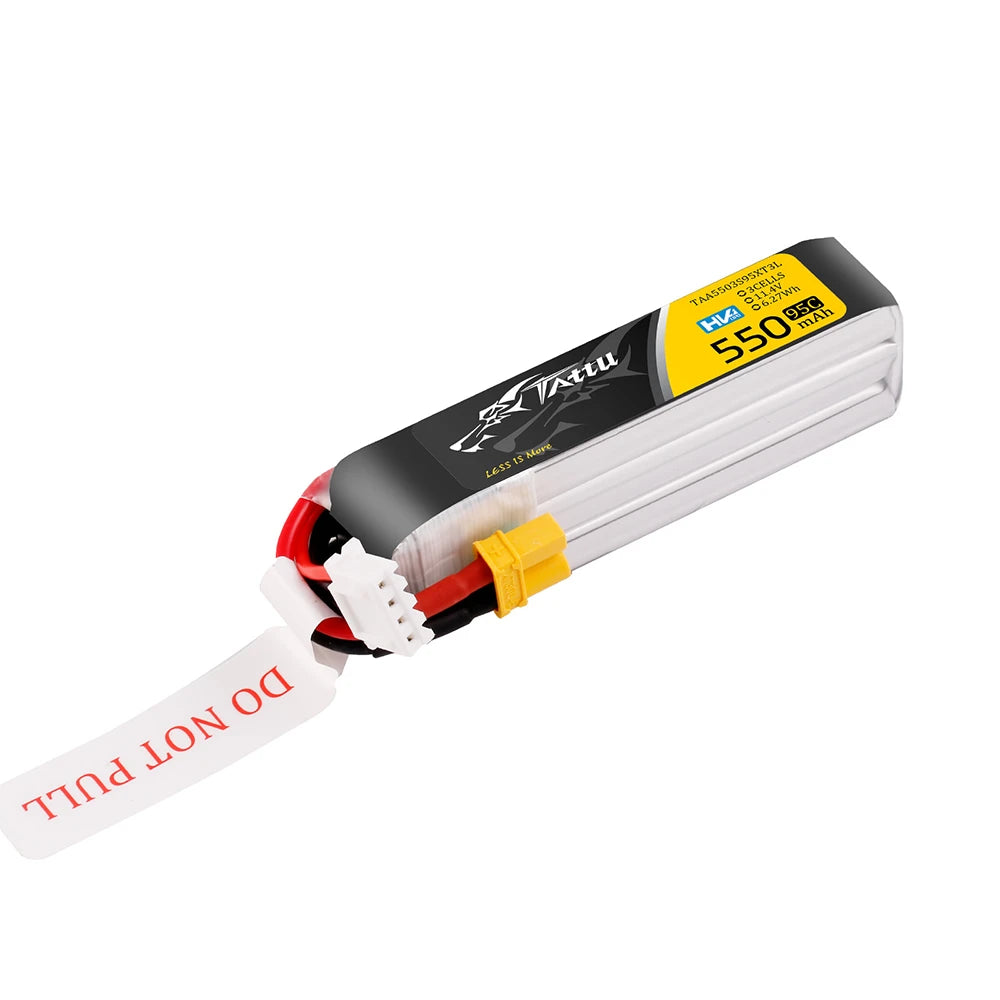 Tattu 550mAh 3S 95C 11.4V(HV) Long Lipo Battery | XT30 Plug | FPV Classic