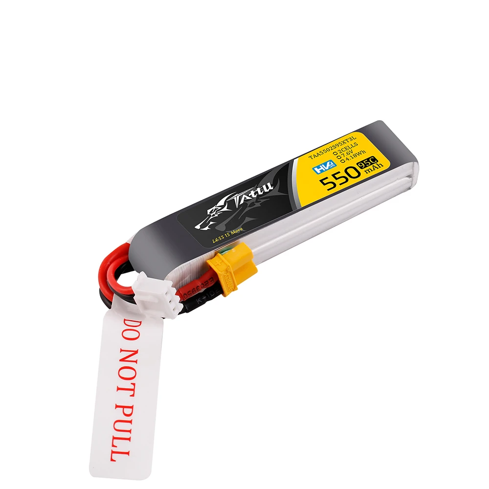 Tattu 550mAh 2S 7.6V(HV) Long Lipo Battery | XT30 Plug | FPV Classic