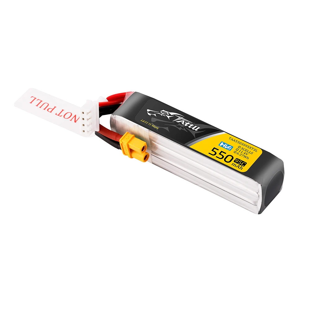 Tattu 550mAh 3S 95C 11.4V(HV) Long Lipo Battery | XT30 Plug | FPV Classic