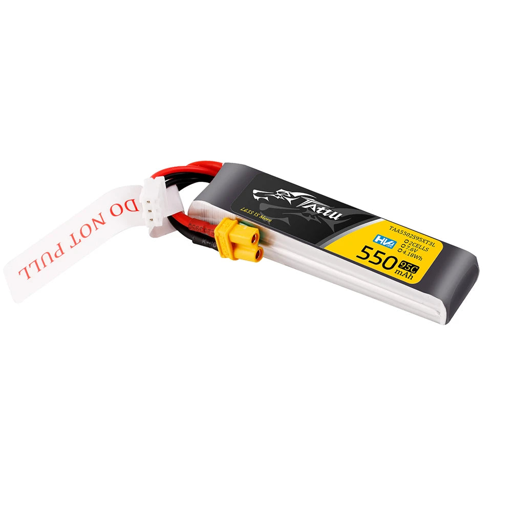 Tattu 550mAh 2S 7.6V(HV) Long Lipo Battery | XT30 Plug | FPV Classic