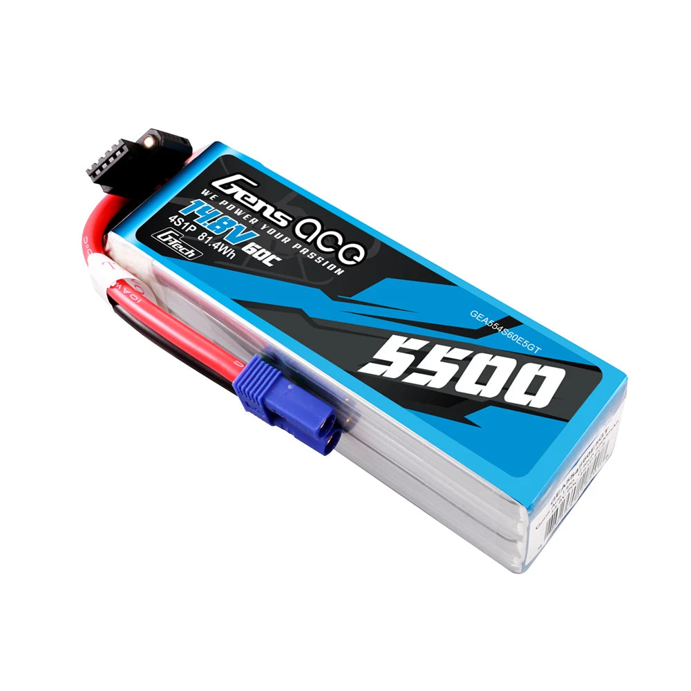 Gens ace 5500mAh 4S 60C 14.8V Lipo Battery | EC5 Plug | Air Classic