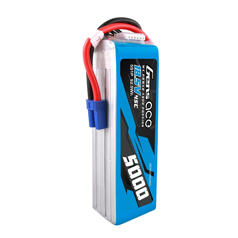 Gens ace 5000mAh 5S 45C 18.5V Lipo Battery | EC5 Plug | Air Classic (Non-G-Tech)