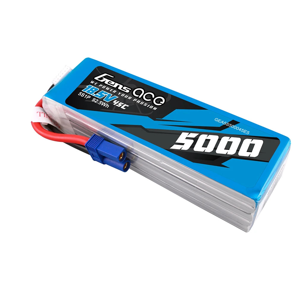 Gens ace 5000mAh 5S 45C 18.5V Lipo Battery | EC5 Plug | Air Classic (Non-G-Tech)