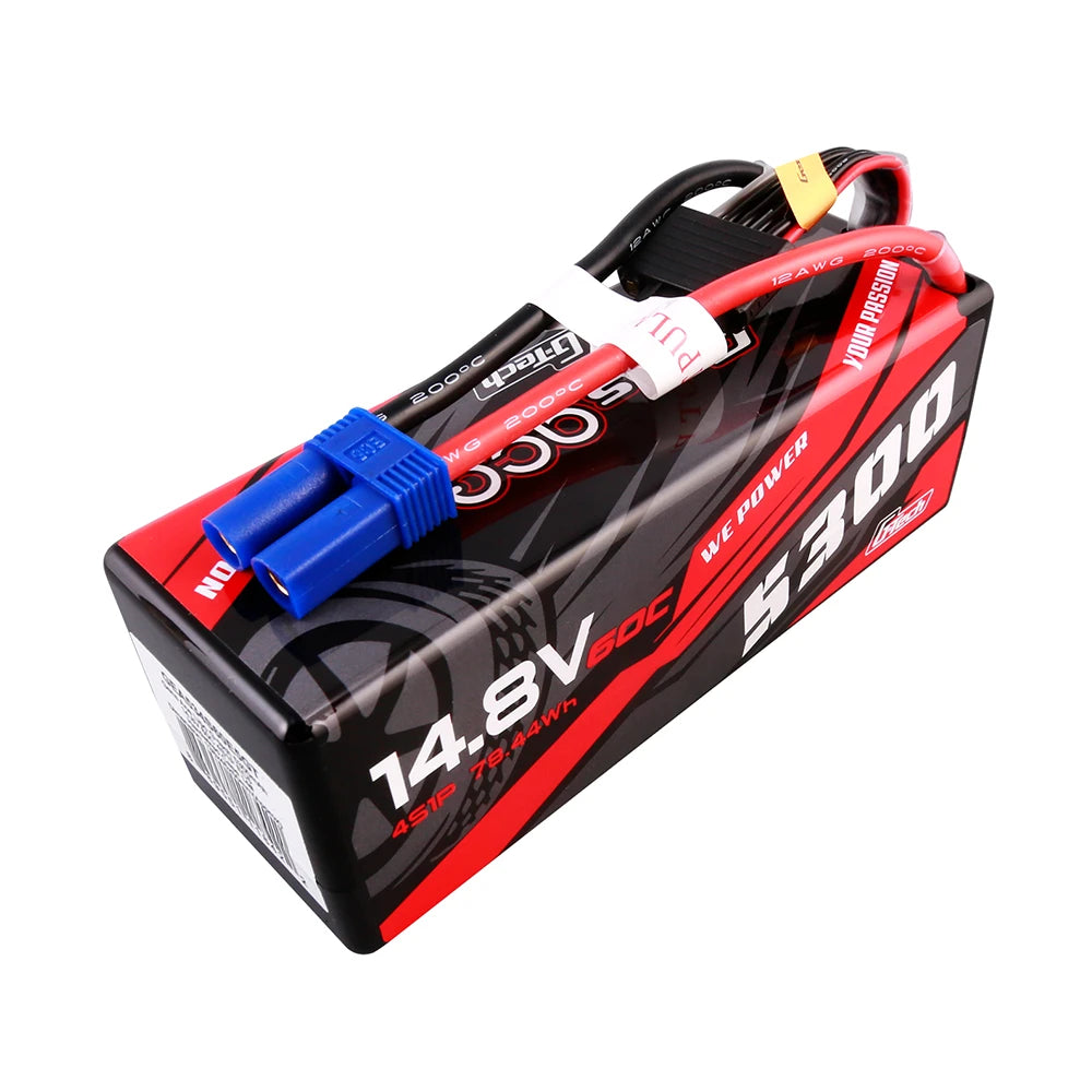 Gens ace 5300mAh 4S 60C 14.8V Lipo Battery | Hardcase | EC5 Plug | Car Classic