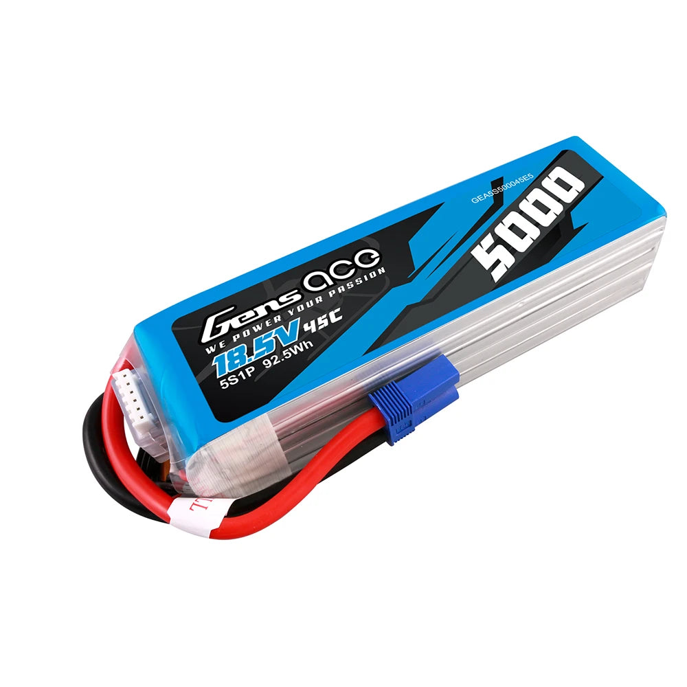 Gens ace 5000mAh 5S 45C 18.5V Lipo Battery | EC5 Plug | Air Classic (Non-G-Tech)
