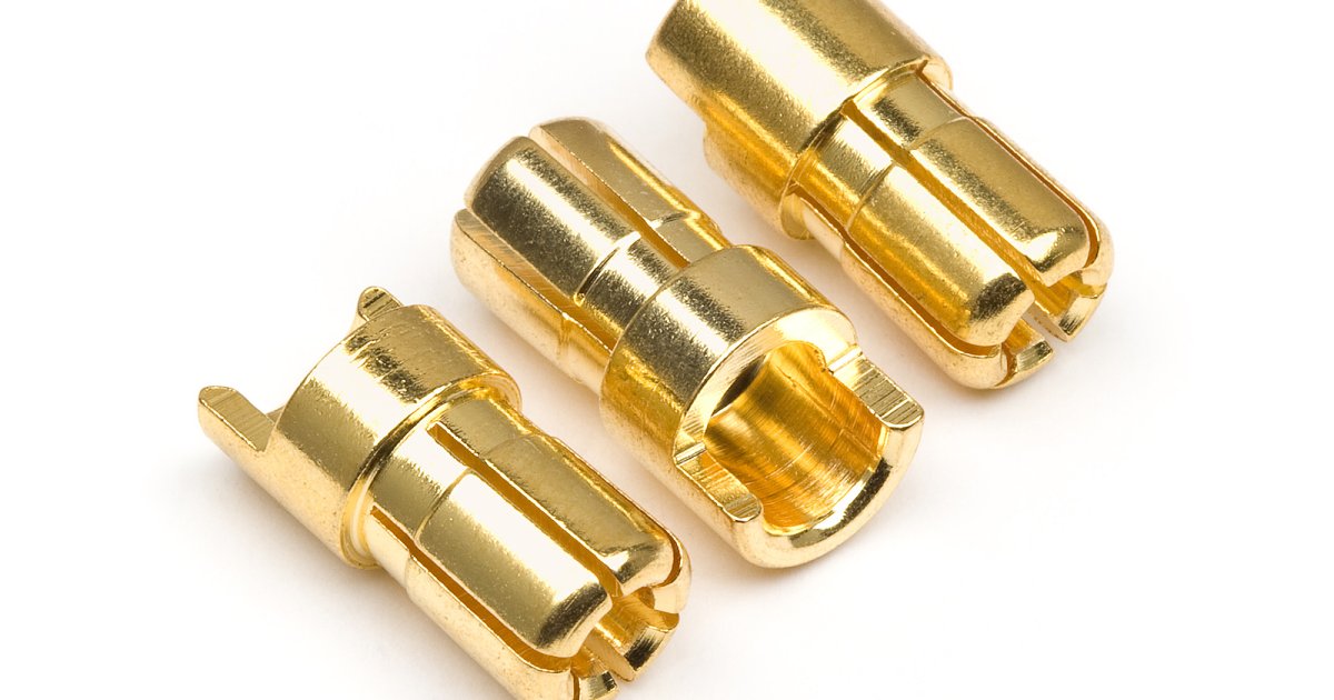 Male Gold Connectors (6.0mm Dia) (3pcs) - Model HPI101952 - HPI Racing