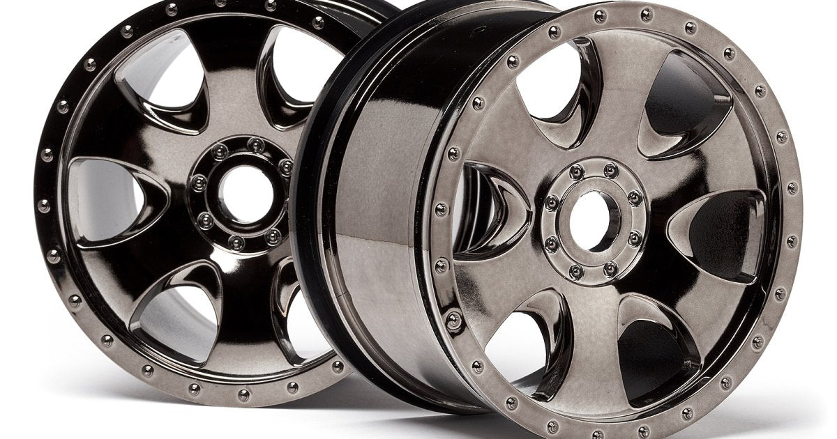 Warlock Wheel, Black Chrome, 83X56mm, Savage X (2pcs) - Model HPI105801 - HPI Racing