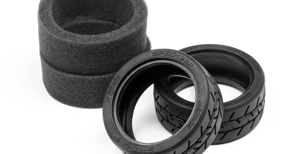 Spec-Grip Tire, 26mm, K Compound, for Sport 3, E10 (2pcs) - Model HPI113717 - HPI Racing