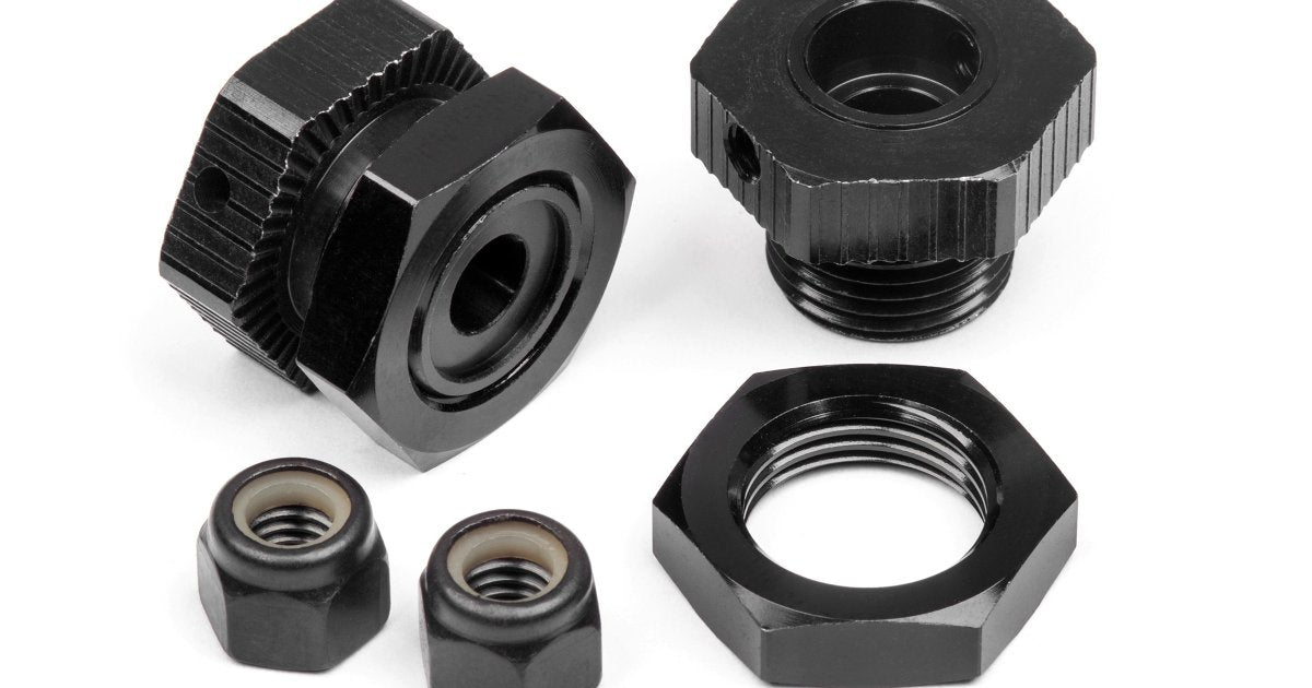 Aluminum Wheel Hex Hub Set, 17mm,  Black, Savage X/XL (4pcs) - Model HPI114341 - HPI Racing