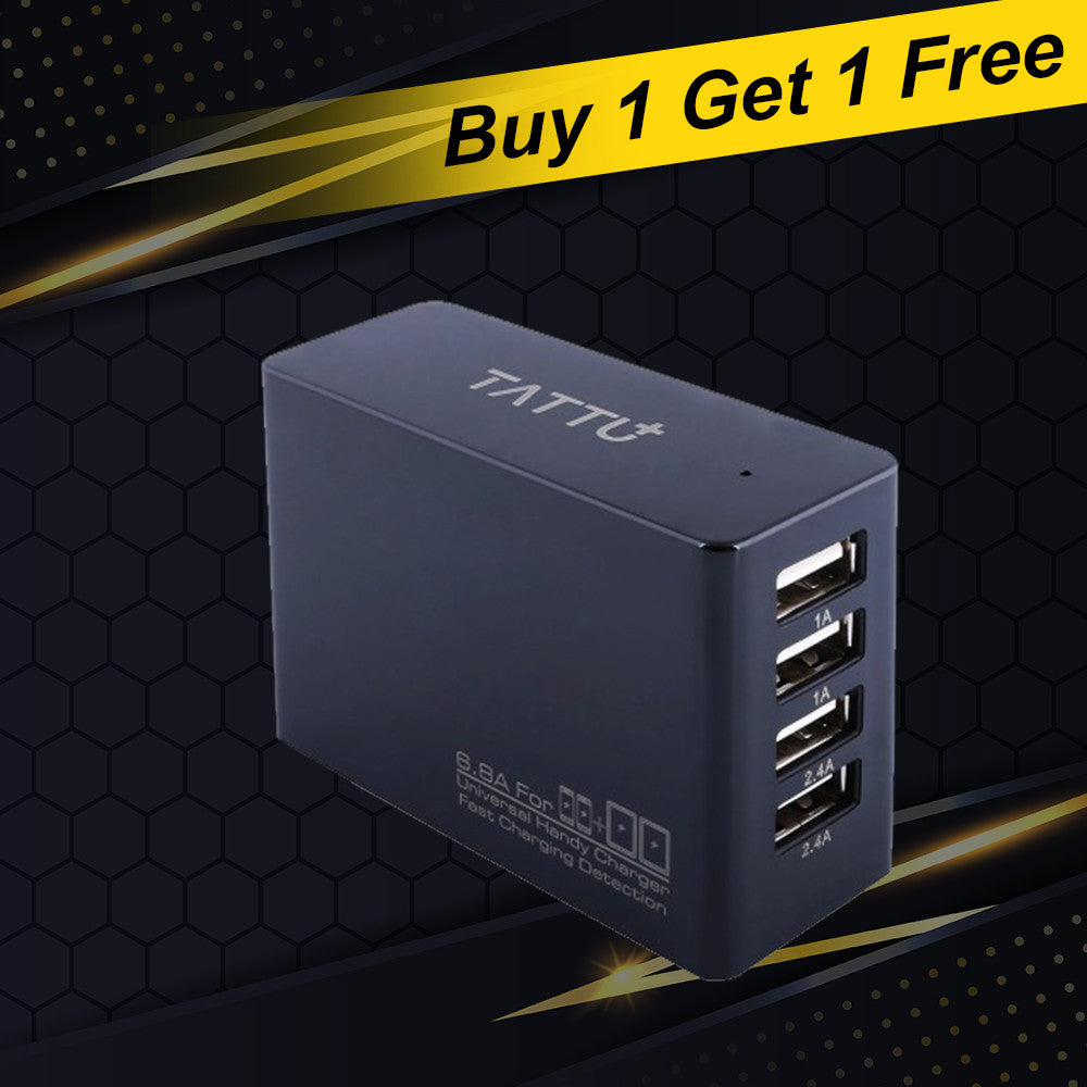 2 x Tattu 34W 4 Ports USB AC Adapter 6.8A Wall Charger for iPhone, iPad, Samsung, Smartphones and Tablets