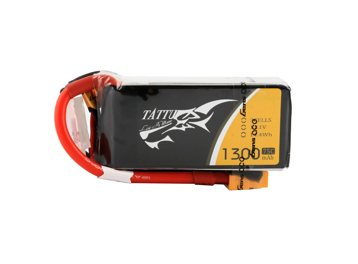 Tattu 1300mAh 3S 75C 11.1V Lipo Battery | XT60 Plug | FPV Classic