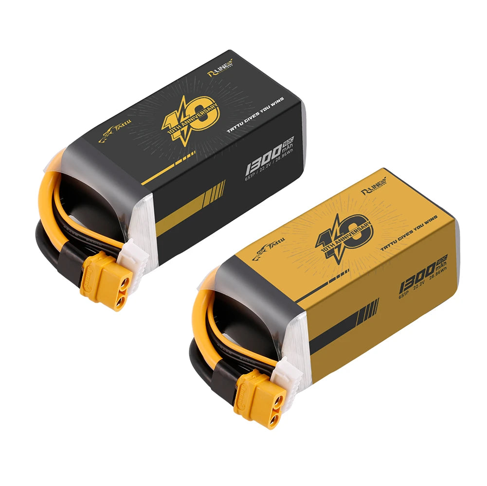 Tattu 1300mAh 6S 160C 22.2V LE Lipo Battery | XT60 Plug | R-Line 6.0