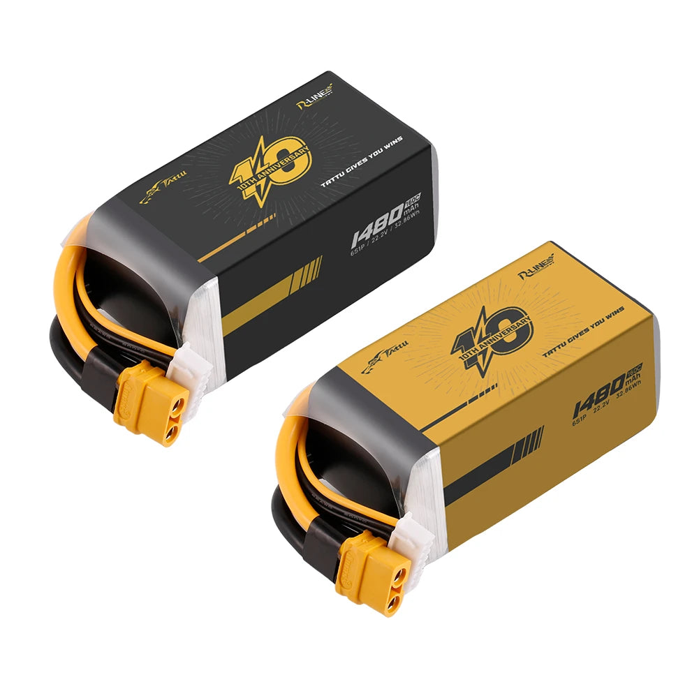 Tattu 1480mAh 6S 160C 22.2V LE Lipo Battery | XT60 Plug | R-Line 6.0