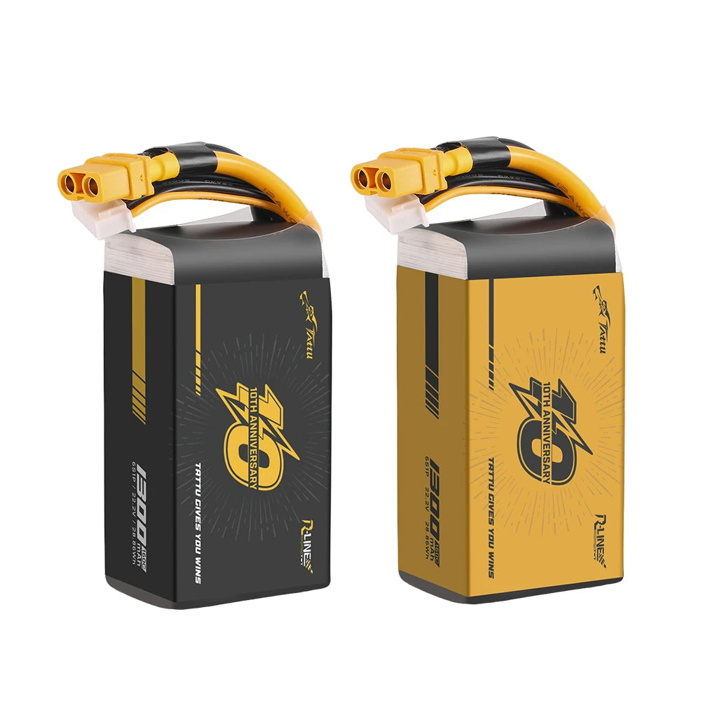 Tattu 1300mAh 6S 160C 22.2V LE Lipo Battery | XT60 Plug | R-Line 6.0