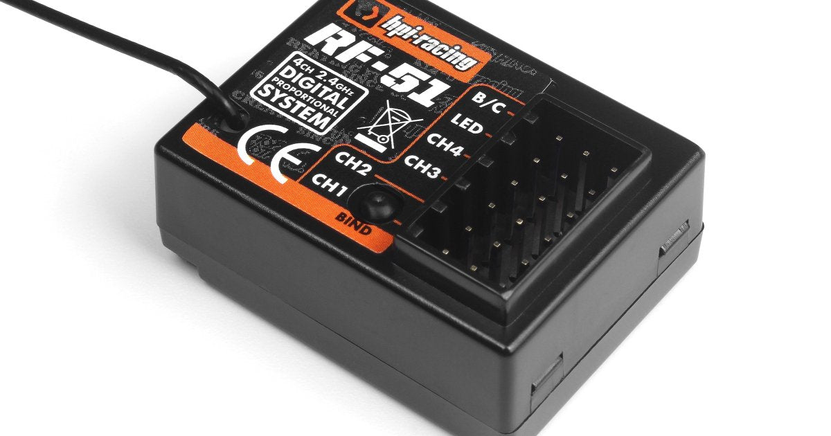 Waterproof RF-51 2.4GHz 4 Channel Receiver - Model HPI160555 - HPI Racing