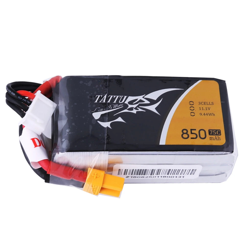 Tattu 850mAh 3S 75C 11.1V Lipo Battery | XT60 Plug | FPV Classic