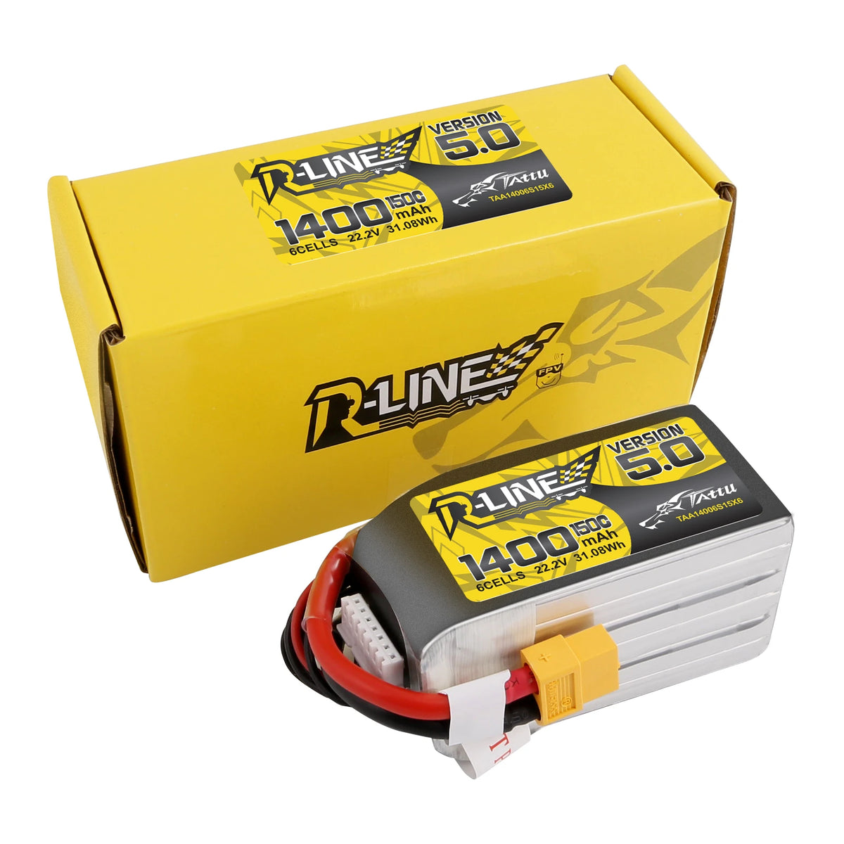 Tattu 1400mAh 6S 150C 22.2V Lipo Battery | XT60 Plug | R-Line 5.0