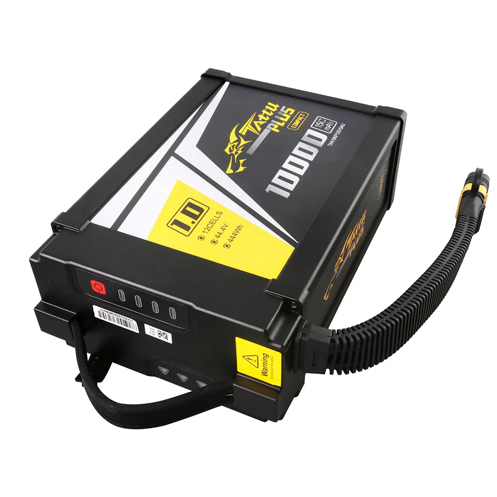 Tattu 10000mAh 12S 15C 44.4V Smart Lipo Battery | AS150U Plug | Tattu Plus 1.0 (Compact Version)