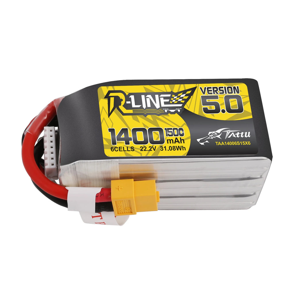 Tattu 1400mAh 6S 150C 22.2V Lipo Battery | XT60 Plug | R-Line 5.0