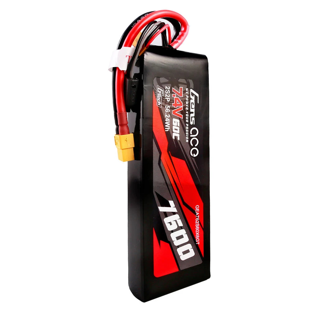 Gens ace 7600mAh 2S 60C 7.4V Lipo Battery | XT60 Plug | Car Classic