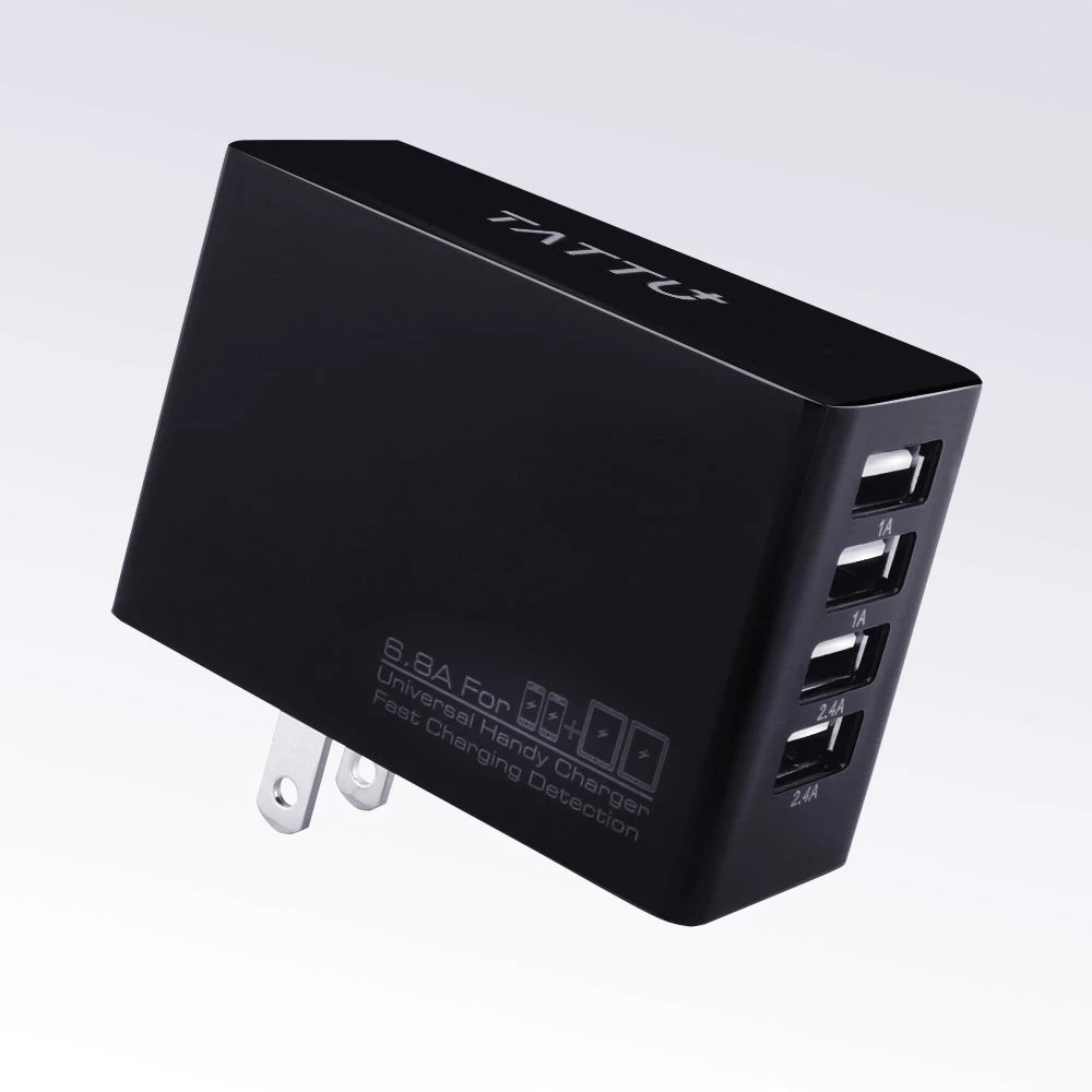 Tattu 34W 4 Ports USB AC Adapter 6.8A Wall Charger for iPhone, iPad, Samsung, Smartphones and Tablets