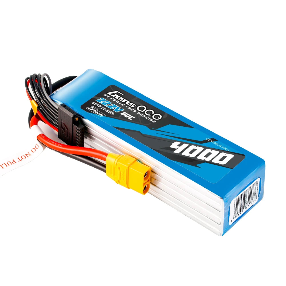 Gens ace 4000mAh 6S 60C 22.2V Lipo Battery | XT90 Plug | Air Classic