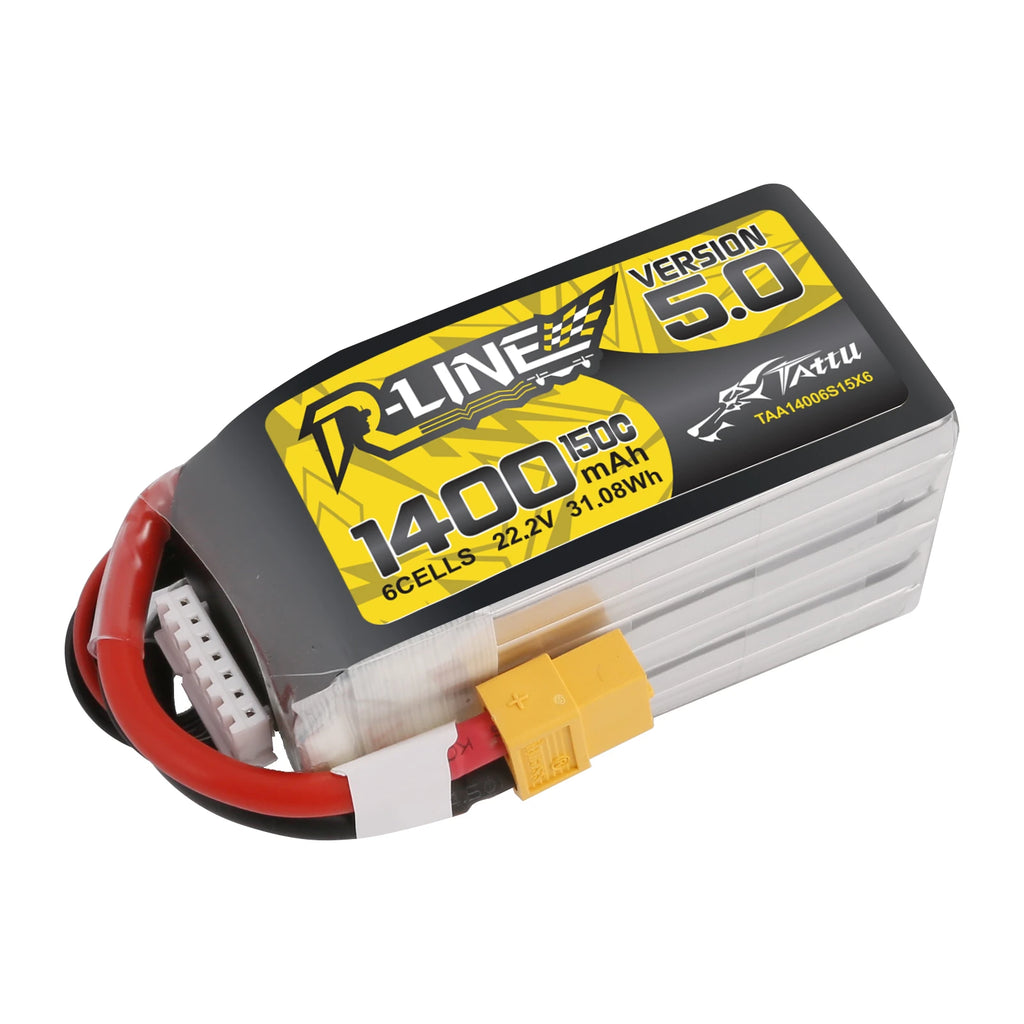 Tattu 1400mAh 6S 150C 22.2V Lipo Battery | XT60 Plug | R-Line 5.0