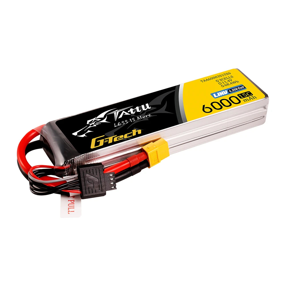 Tattu 6000mAh 3S 15C 11.4V(HV) Lipo Battery | XT60 Plug | FPV Classic