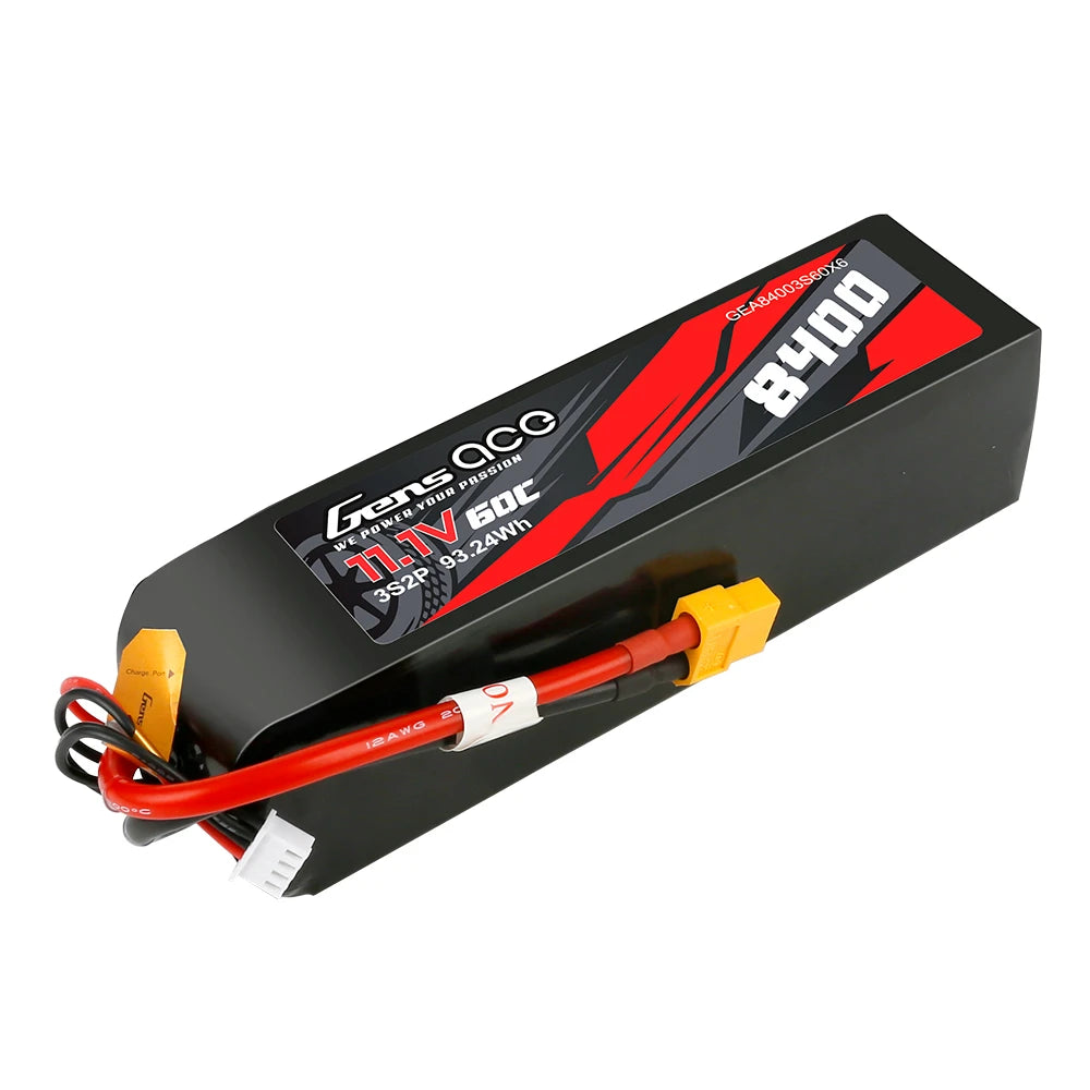 Gens ace 8400mAh 3S 60C 11.1V Lipo Battery | XT60 Plug | Car Classic (Non-G-Tech)