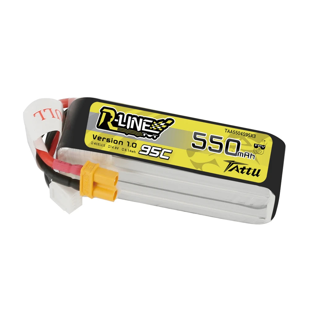 Tattu 550mAh 4S 95C 14.8V Lipo Battery | XT30 Plug | R-Line 1.0