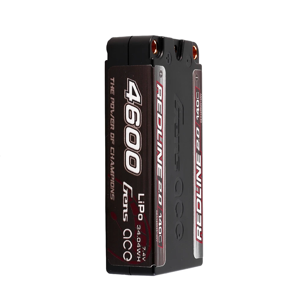 Gens ace 4600mAh 2S 140C 7.4V Shorty Lipo Battery | 5.0mm bullet | Redline 2.0