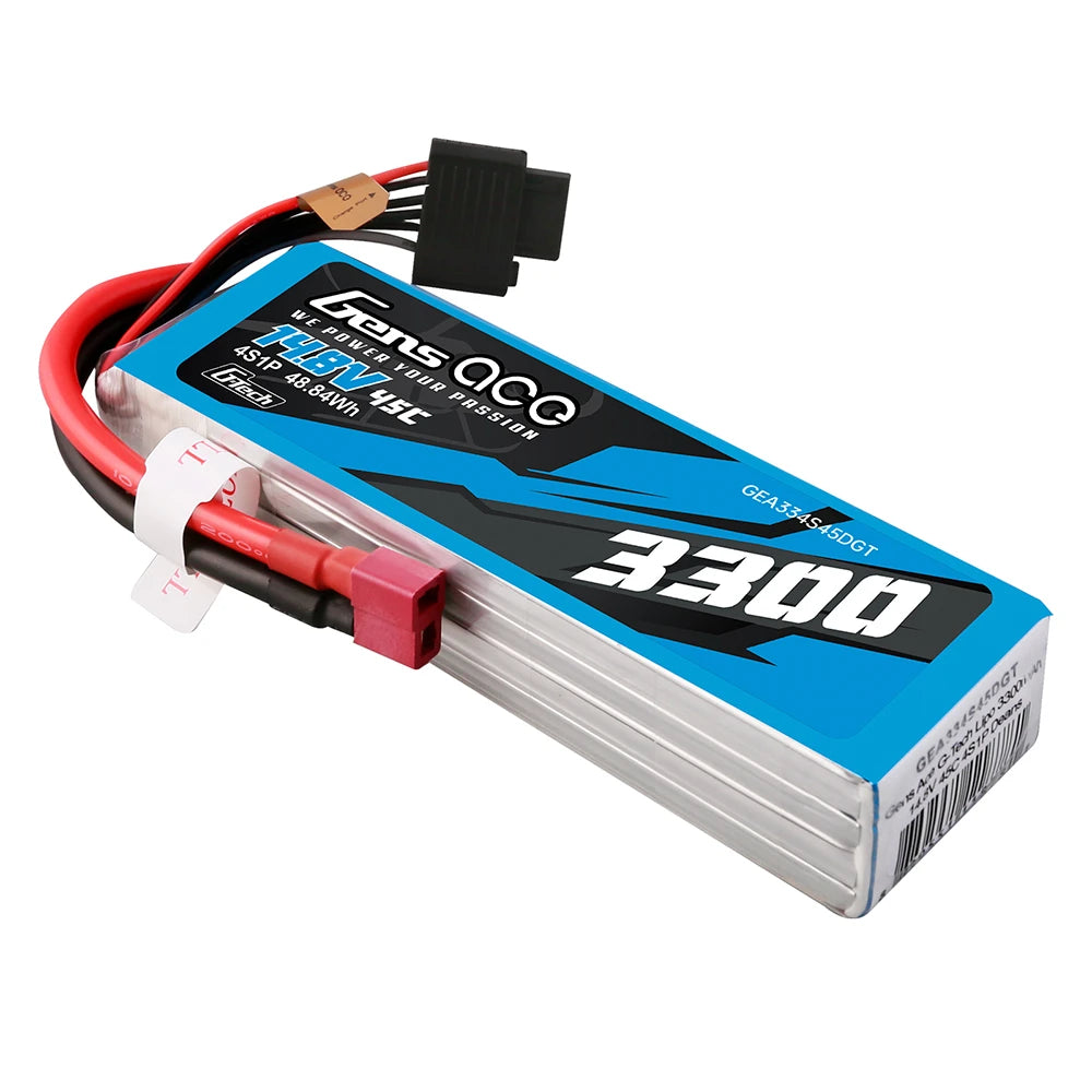 Gens ace 3300mAh 4S 45C 14.8V Lipo Battery | Deans Plug | Air Classic