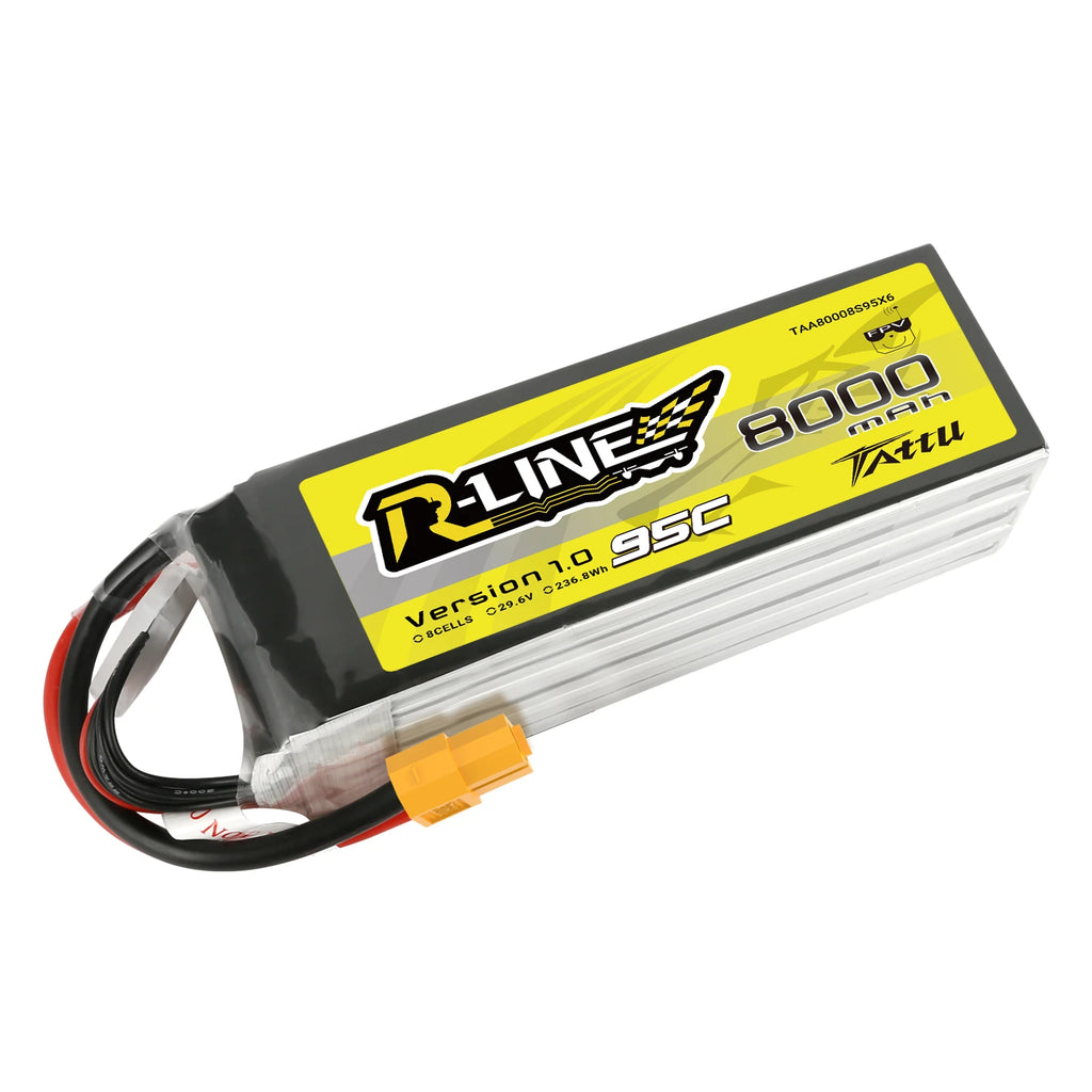 Tattu 8000mAh 8S 95C 29.6V Lipo Battery | XT60 Plug | R-Line 1.0