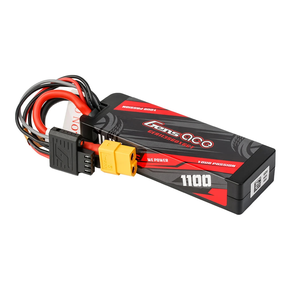Gens ace 1100mAh 3S 60C 11.1V Lipo Battery | Hardcase | XT60 Plug | Car Classic