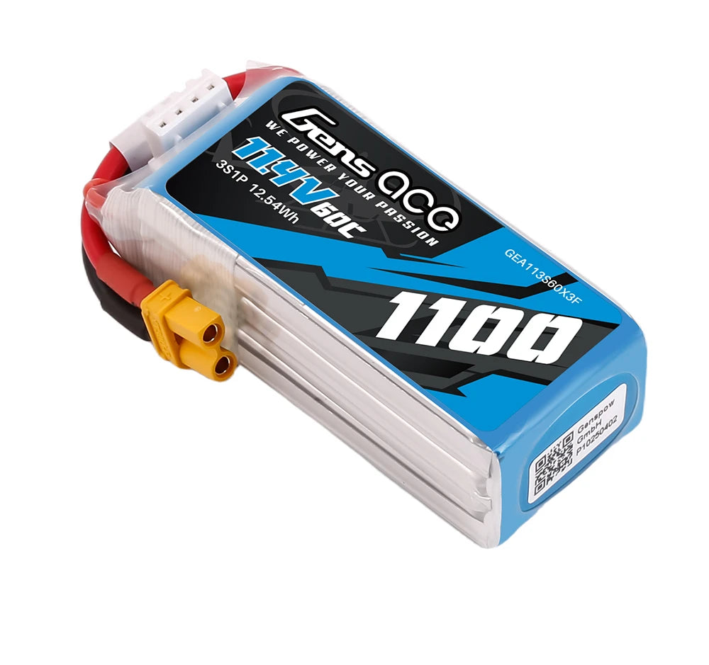 Gens ace 1100mAh 3S 60C 11.4V(HV) Lipo Battery | XT30 Plug | Air Classic (Non-G-Tech)