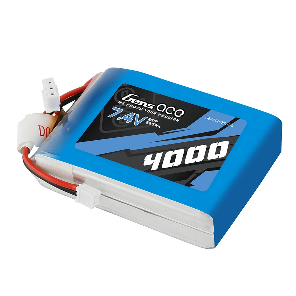 Gens ace 4000mAh 2S 7.4V Lipo Battery | JST-EHR Plug | TX&RX