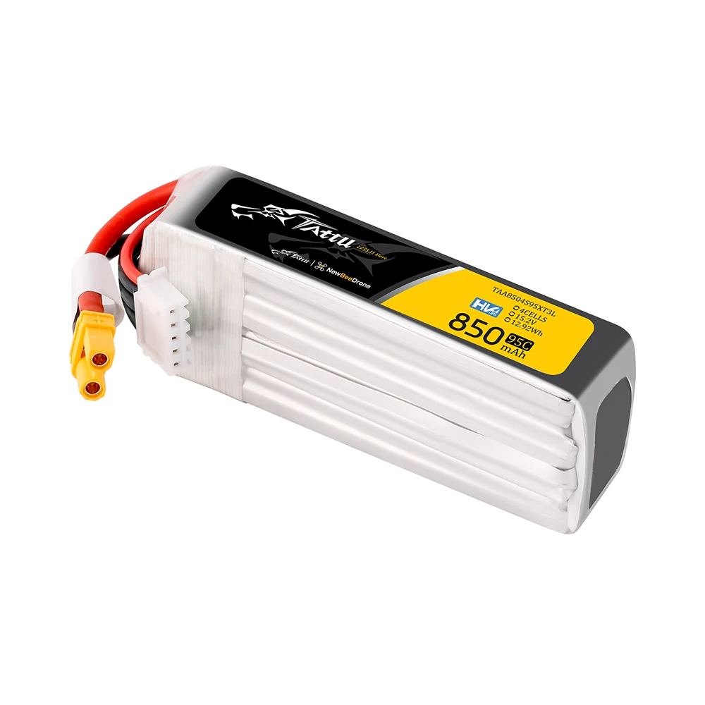 Tattu 850mAh 4S 95C 15.2V(HV) Long Lipo Battery | XT30 Plug | FPV Classic