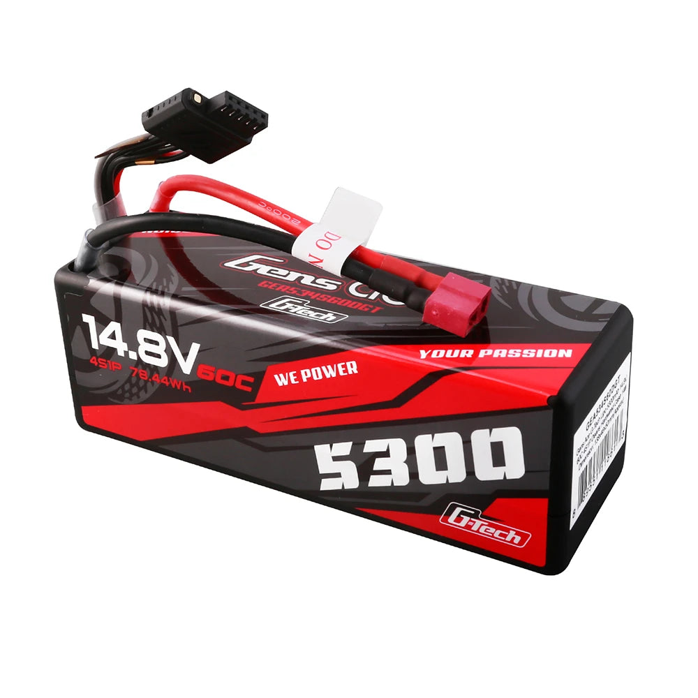 Gens ace 5300mAh 4S 60C 14.8V Lipo Battery | Hardcase | Deans Plug | Car Classic