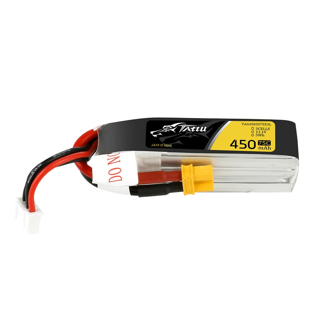 Tattu 450mAh 3S 75C 11.1V Long Lipo Battery | XT30 Plug | FPV Classic
