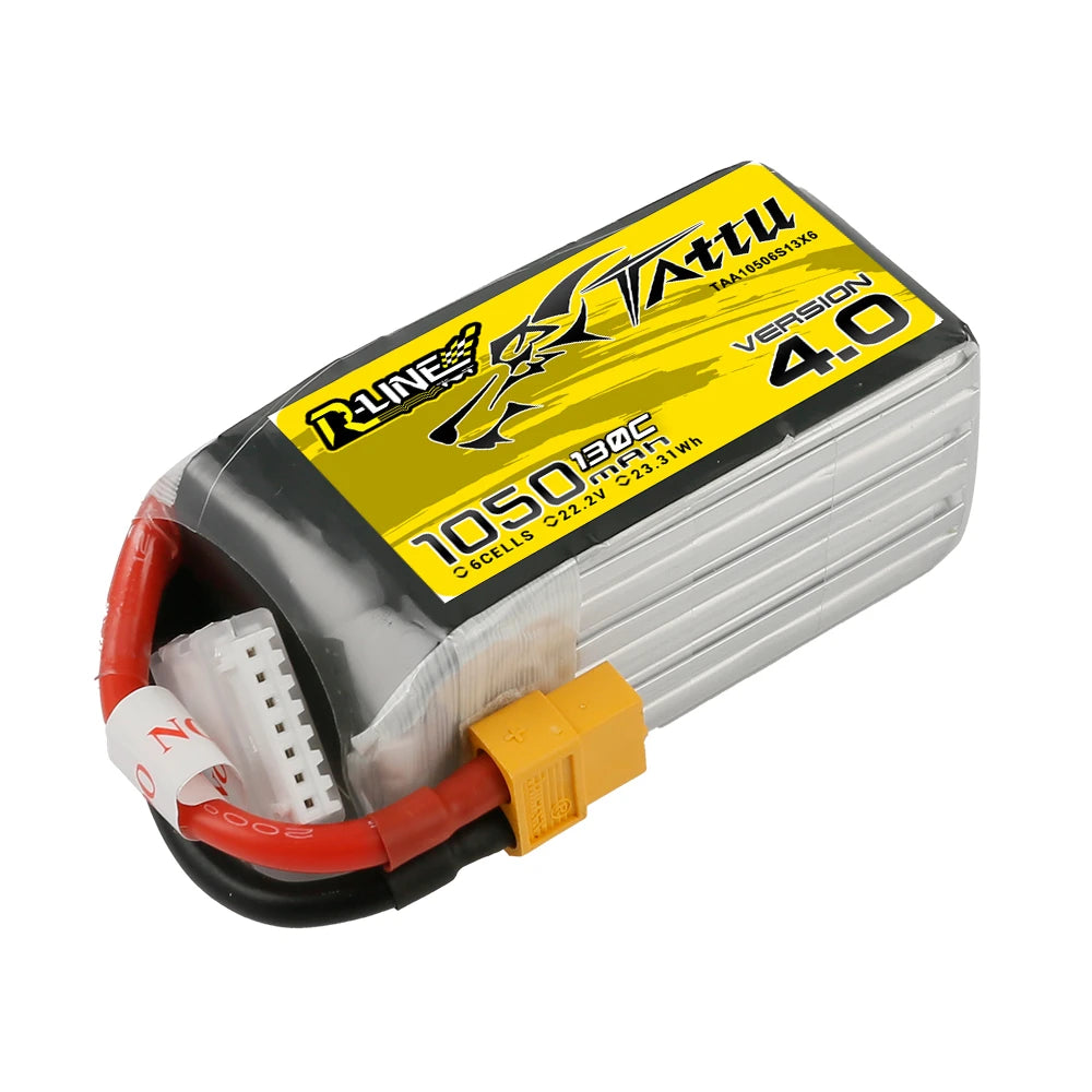 Tattu 1050mAh 6S 130C 22.2V Lipo Battery | XT60 Plug | R-Line 4.0