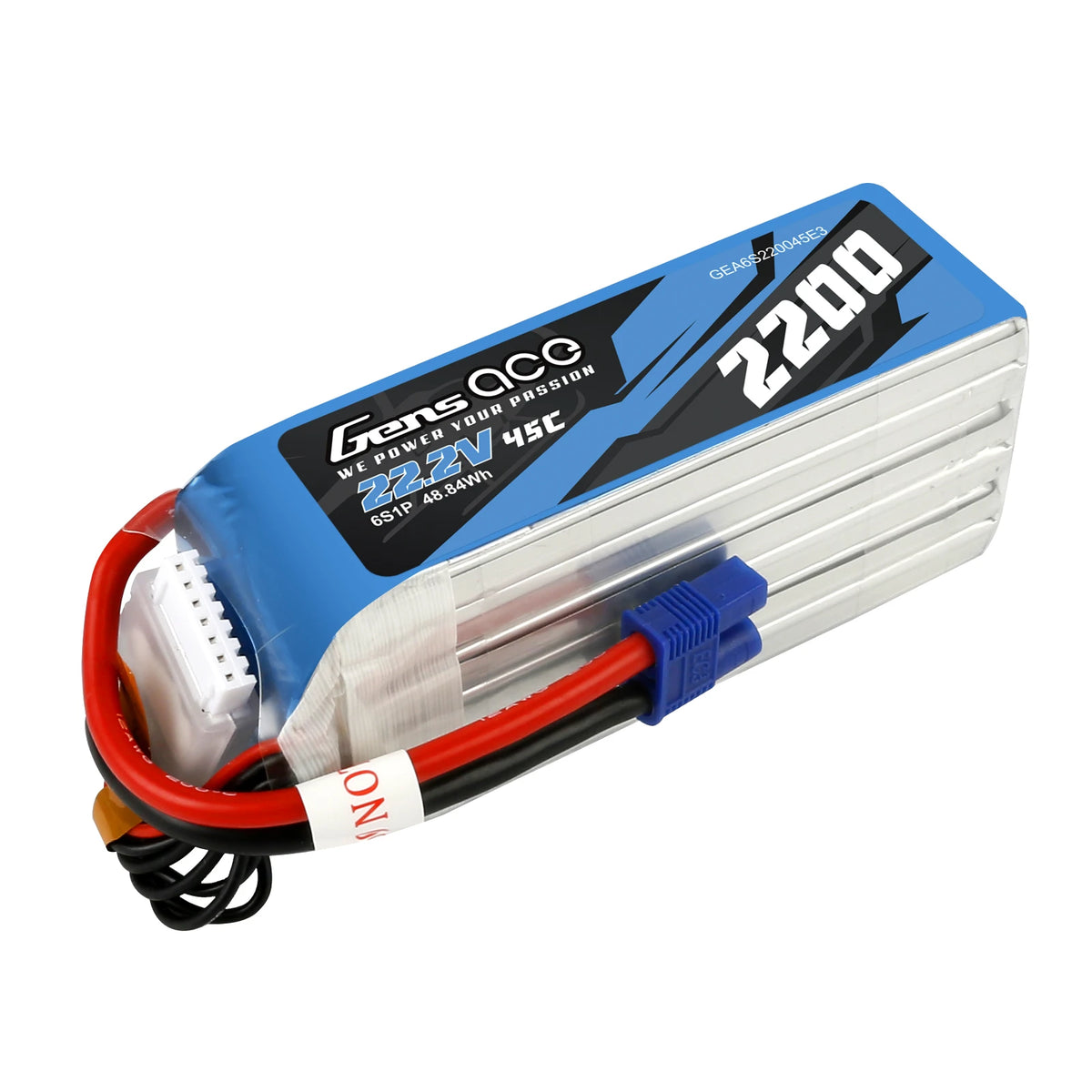 Gens ace 2200mAh 6S 45C 22.2V Lipo Battery | EC3 Plug | Air Classic (Non-G-Tech)