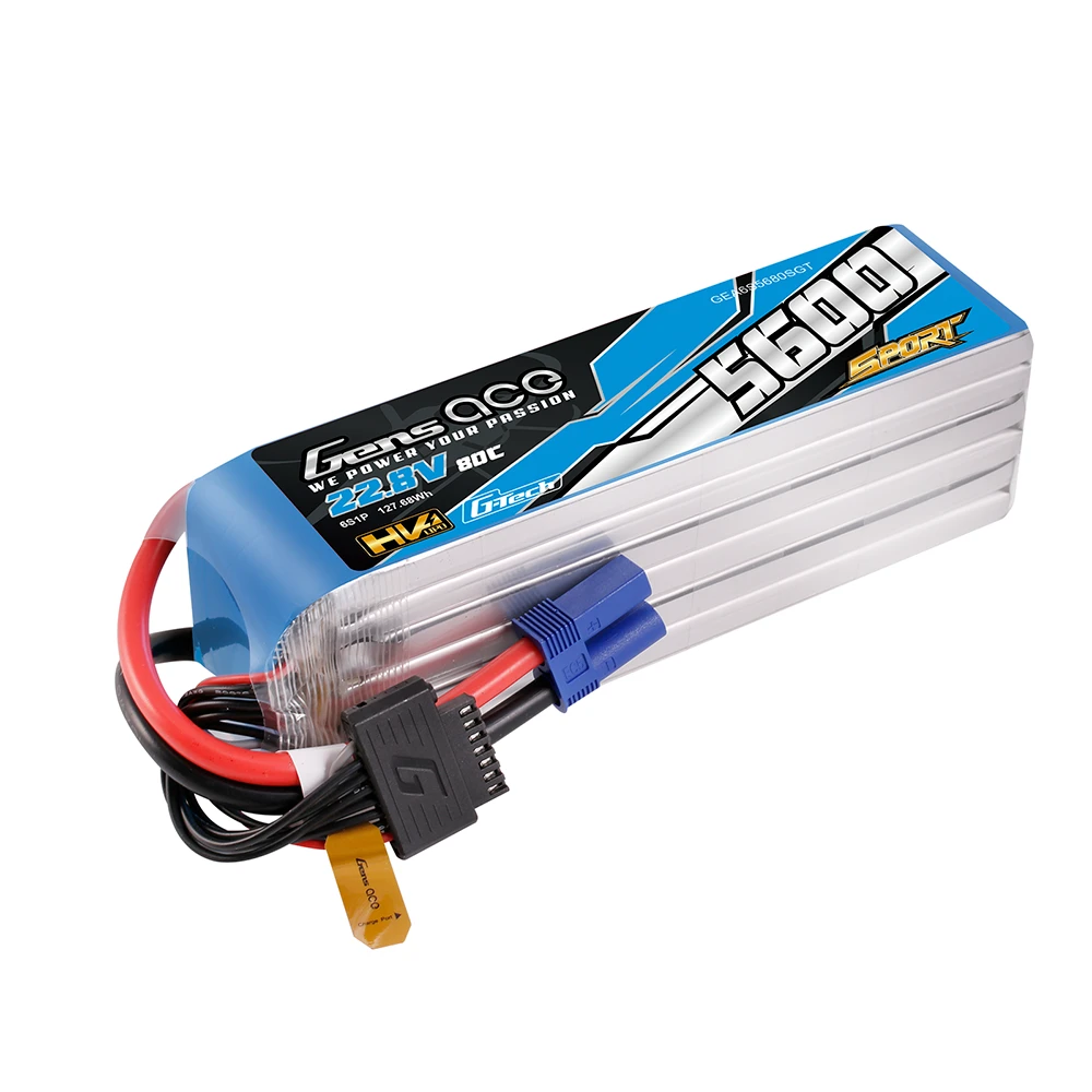 Gens ace 5600mAh 6S 80C 22.8V(HV) Lipo Battery | EC5 Plug | Sport